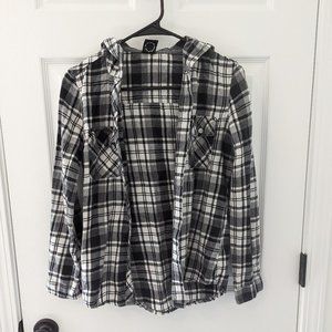 Small Empyre Women's Black and White Hooded Flannel